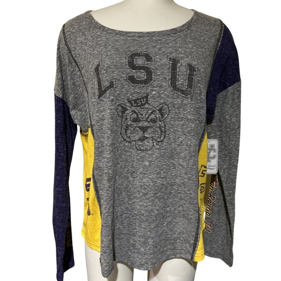 LSU Tigers Women’s Colosseum Color Blocked Tee NCAA M Team Colors NEW - Picture 1 of 10
